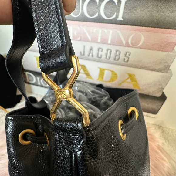 Nina Ricci Black Leather Shoulder Bag with Gold Accents - Picture 10 of 12